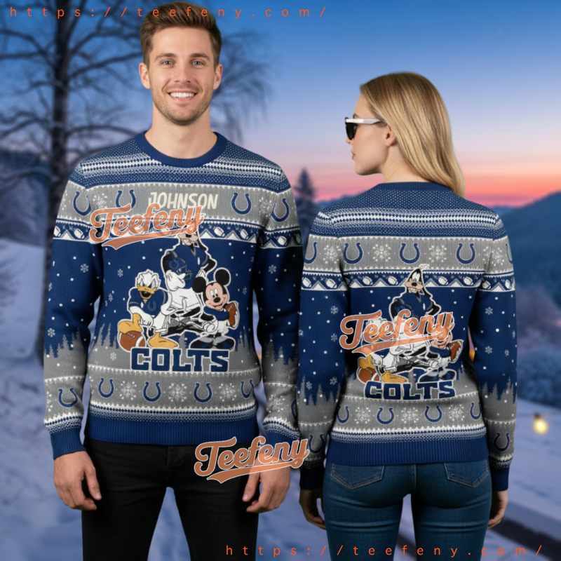 Indianapolis Colts Donald Mickey Goofy Hockey Ugly Christmas Sweater