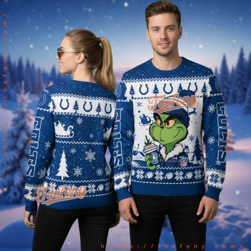 Indianapolis Colts Dr Seuss Grinch Coffee Ugly Christmas Sweater