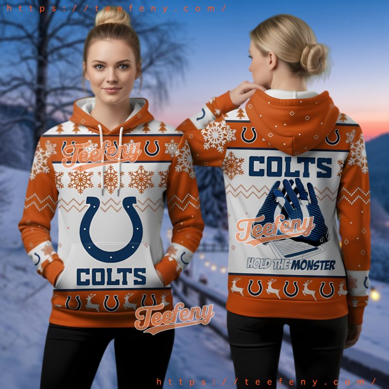 Indianapolis Colts Festive Orange Ugly Christmas 3D Hoodie