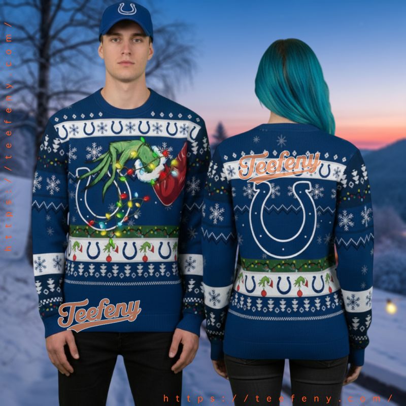 Indianapolis Colts Grinch Ugly Christmas Sweater Tangled In Lights Indianapolis Colts Grinch Ugly Christmas Sweater Tangled In Lights