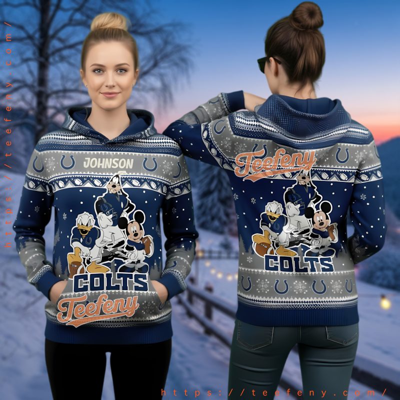 Indianapolis Colts Mickey Mouse Donald Duck Goofy Ugly 3D Hoodie