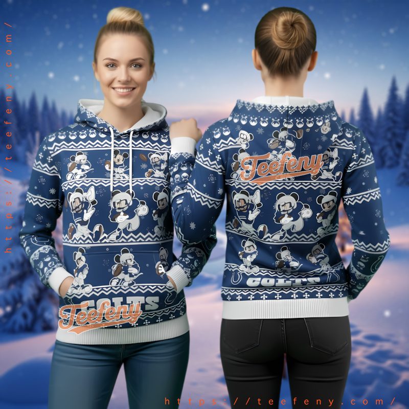Indianapolis Colts Mickey Mouse Ugly Christmas 3D Hoodie Fan Gift
