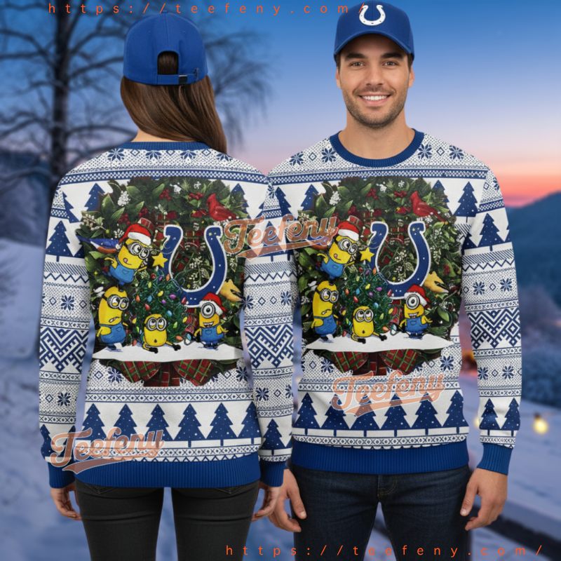 Indianapolis Colts Minion Ugly Christmas Sweater For Men