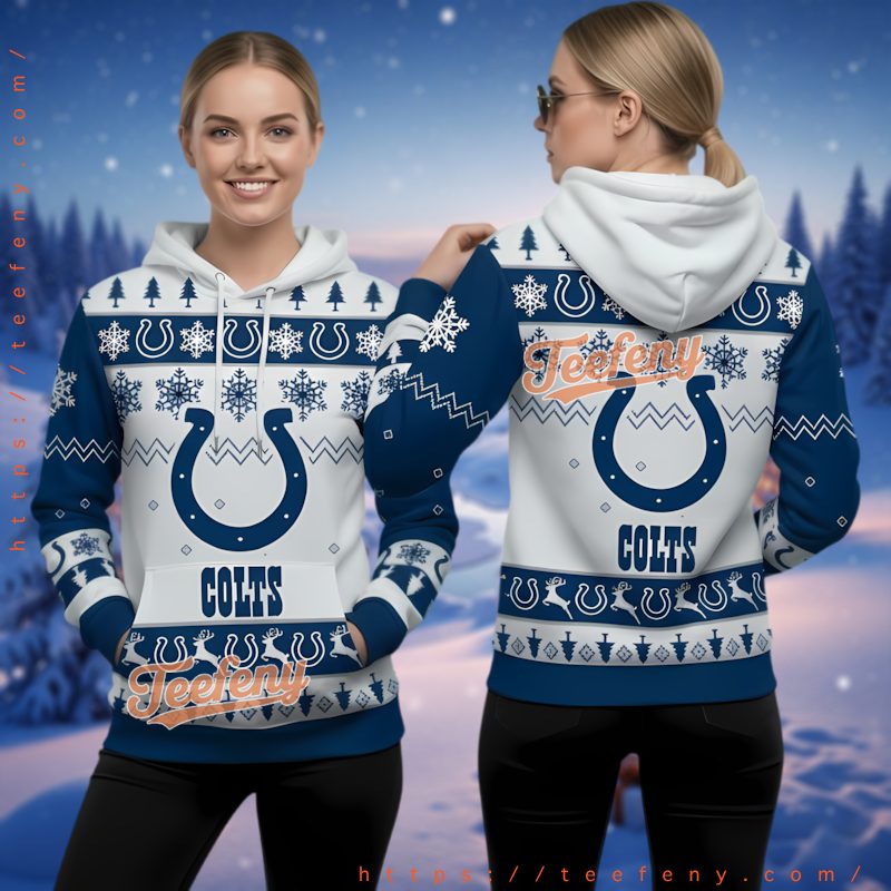 Indianapolis Colts Reindeer Snowflakes Ugly Christmas 3D Hoodie