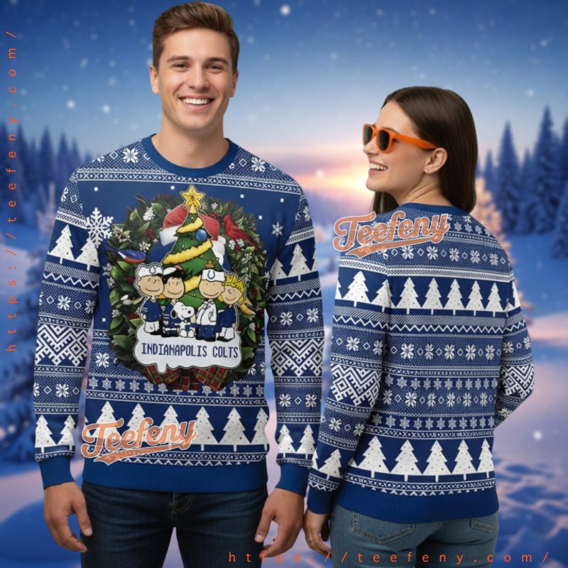 Indianapolis Colts Snoopy And Gang Christmas Tree Ugly Sweater