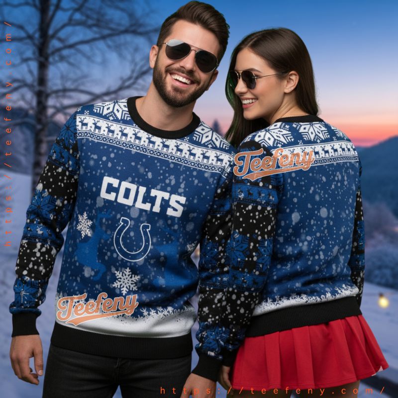 Indianapolis Colts Snowflakes Ugly Christmas Sweater Blue