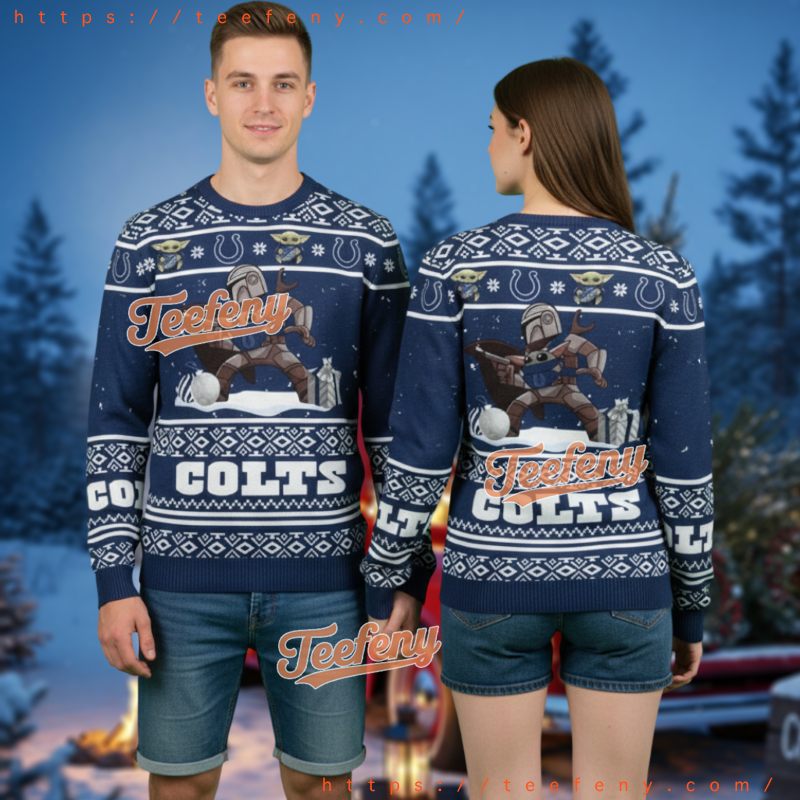 Indianapolis Colts Star Wars Din Djarin Grogu Ugly Xmas Sweater