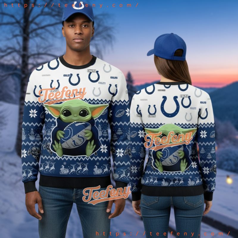 Indianapolis Colts The Child Grogu Football Ugly Xmas Sweater