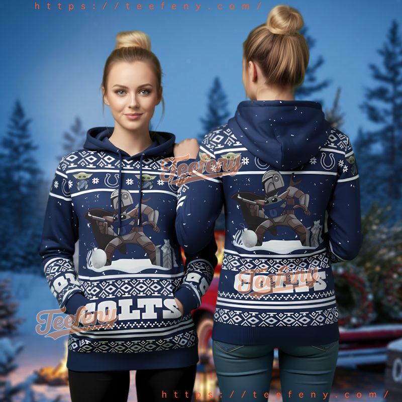 Indianapolis Colts The Mandalorian Holiday Ugly Christmas 3D Hoodie