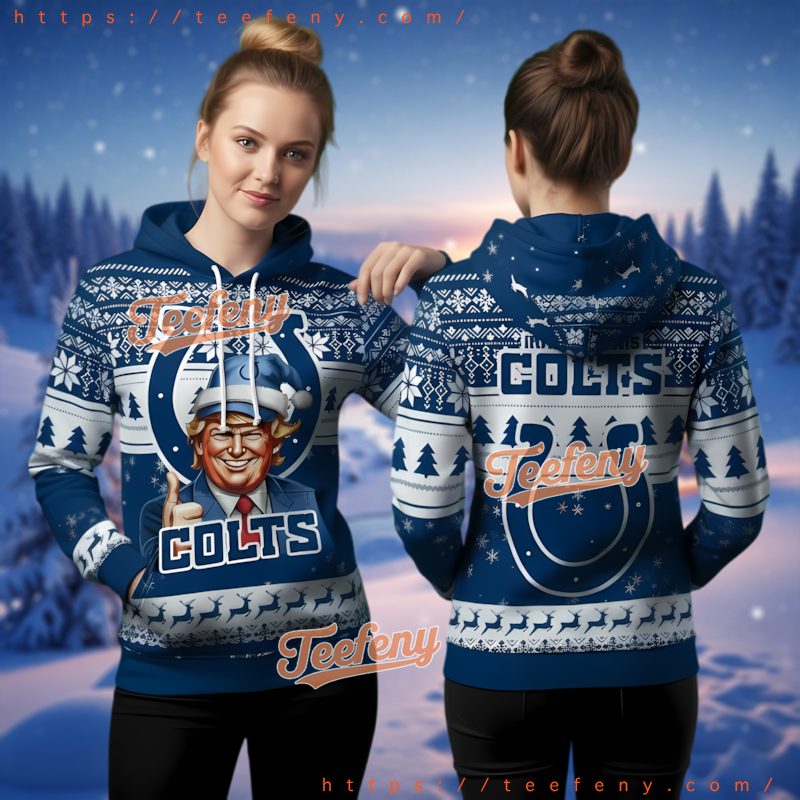 Indianapolis Colts Trump Maga Blue Ugly Christmas 3D Hoodie Womens