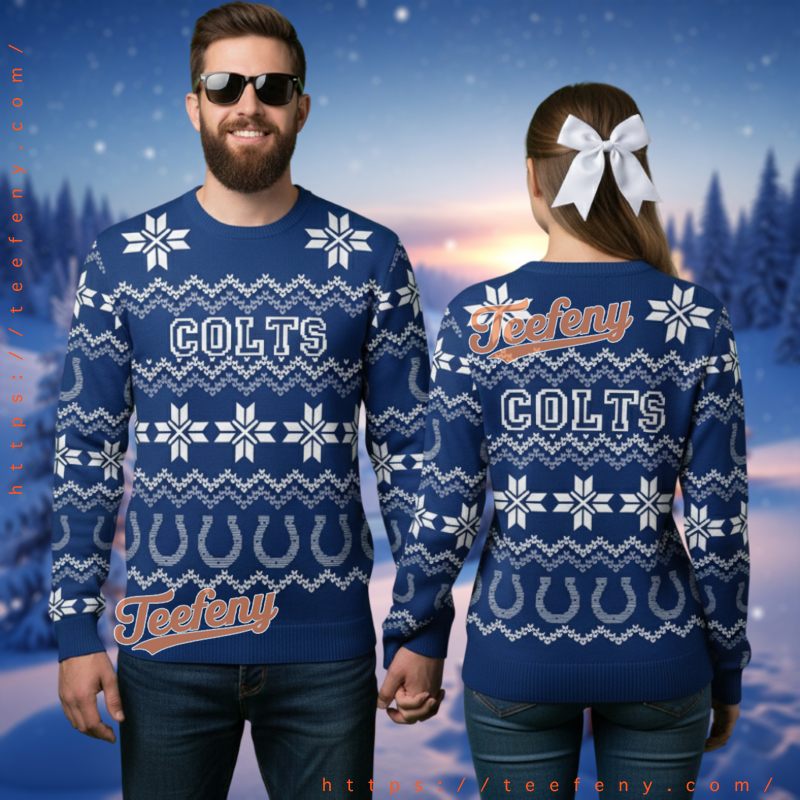 Indianapolis Colts Winter Pattern Ugly Christmas Sweater Xmas Game Day