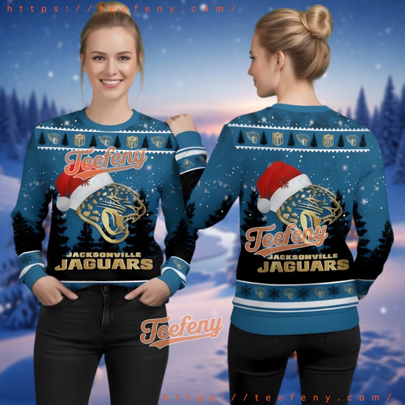 Jacksonville Jaguars Blue Gold Logo Ugly Christmas Sweater Jacksonville Jaguars Blue Gold Logo Ugly Christmas Sweater