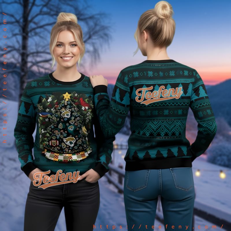 Jacksonville Jaguars Christmas Tree Ugly Christmas Sweater Logo Gift Jacksonville Jaguars Christmas Tree Ugly Christmas Sweater Logo Gift