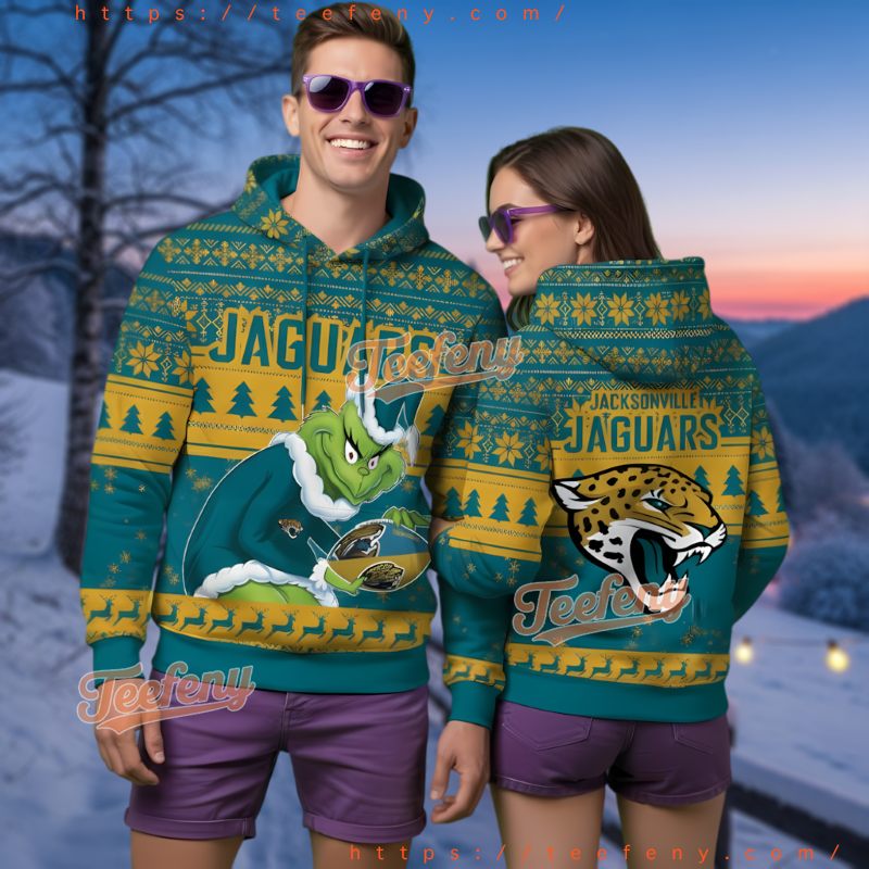 Jacksonville Jaguars Grinch Ugly Christmas 3D Hoodie Funny Dr Seuss Gift Jacksonville Jaguars Grinch Ugly Christmas 3D Hoodie Funny Dr Seuss Gift