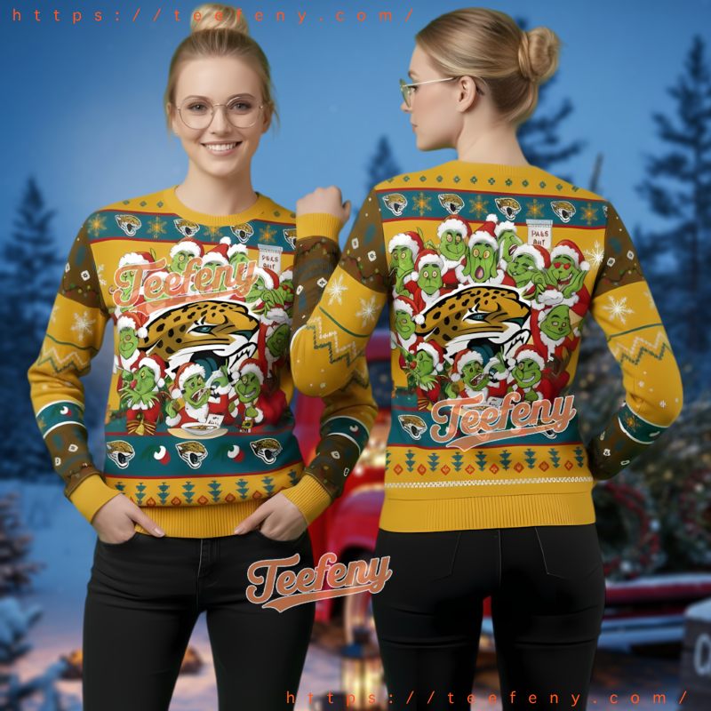 Jacksonville Jaguars Grinch Mascot Ugly Christmas Sweater Jacksonville Jaguars Grinch Mascot Ugly Christmas Sweater