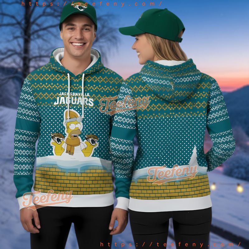 Jacksonville Jaguars Homer Simpson Ugly Christmas 3D Hoodie Cartoon