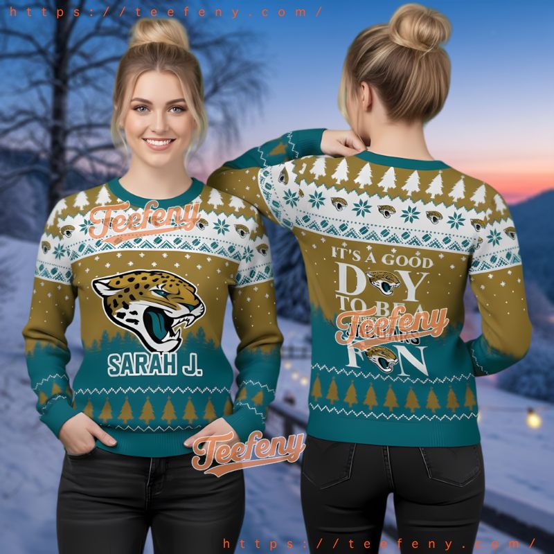 Jacksonville Jaguars Mickey Goofy Donald Duck Ugly Christmas Sweater Jacksonville Jaguars Mickey Goofy Donald Duck Ugly Christmas Sweater