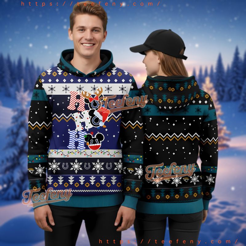 Jacksonville Jaguars Mickey Player Ugly Christmas 3D Hoodie Disney Fan Jacksonville Jaguars Mickey Player Ugly Christmas 3D Hoodie Disney Fan