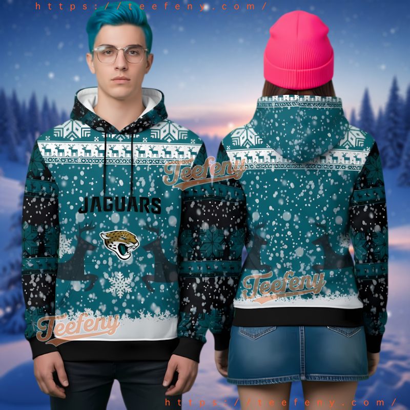 Jacksonville Jaguars Official Logo Ugly Christmas 3D Hoodie Yellow Gear