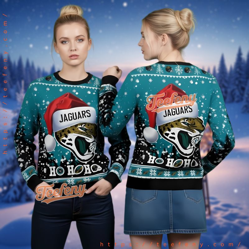 Jacksonville Jaguars Santa Hat Logo Ugly Christmas Sweater