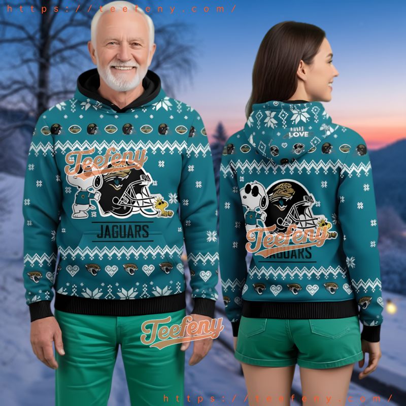 Jacksonville Jaguars Snoopy Charlie Brown Christmas Ugly 3D Hoodie