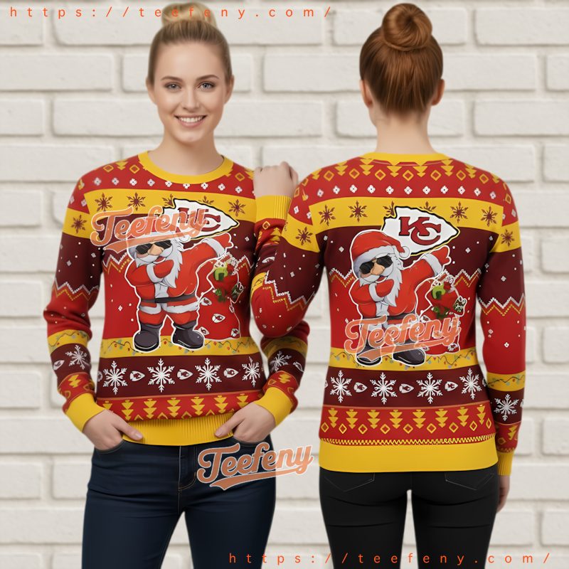Kansas City Chiefs Football Dabbing Santa Ugly Sweater Fan Apparel