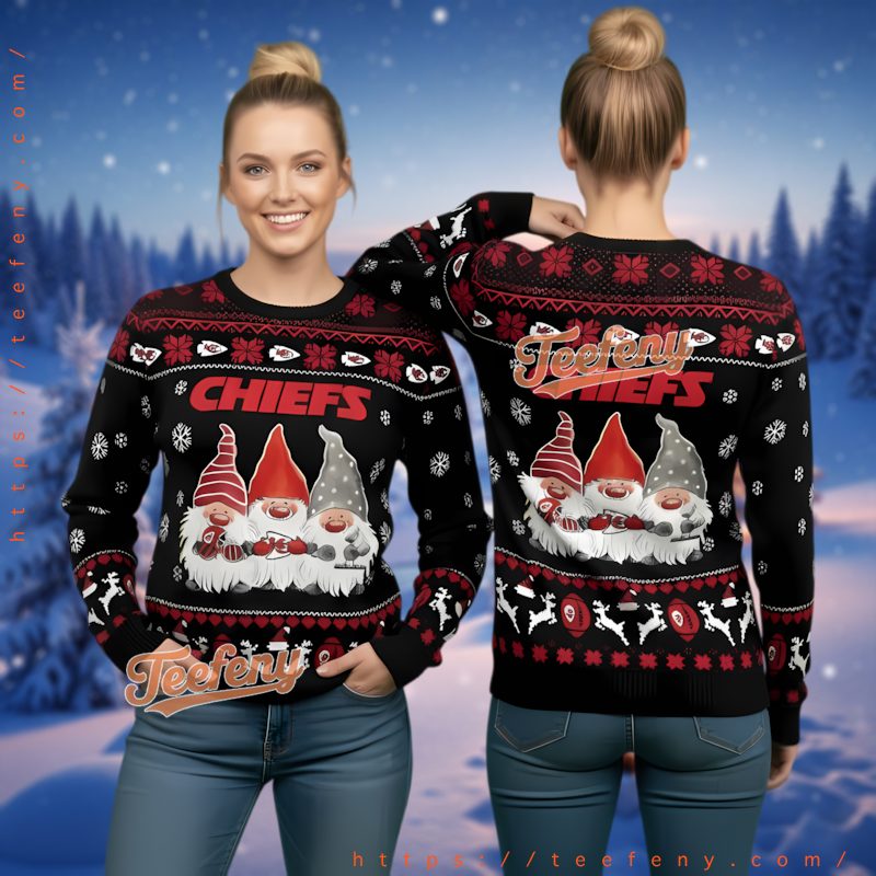 Kansas City Chiefs Football Gnomes Ugly Sweater 3D Printed