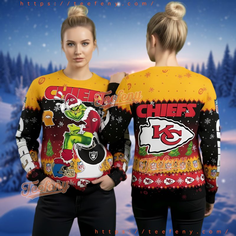 Kansas City Chiefs Funny Grinch Nfl Rival Ugly Christmas Sweater
