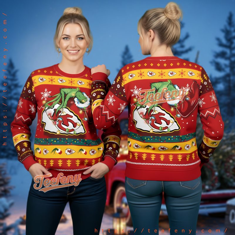 Kansas City Chiefs Funny Grinch Stealing Christmas Ugly Sweater
