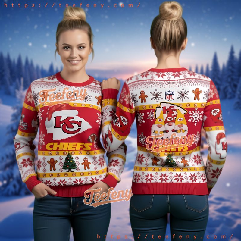 Kansas City Chiefs Gnomes Football Ugly Sweater Festive Holiday