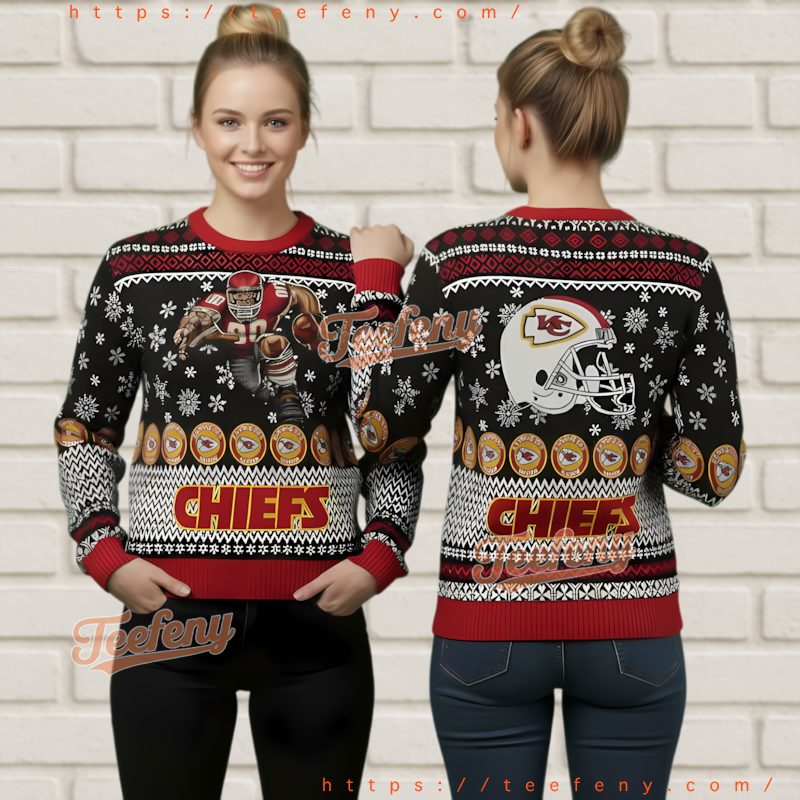 Kansas City Chiefs Mascot Theme Ugly Christmas 3D Sweater Gift For Fan