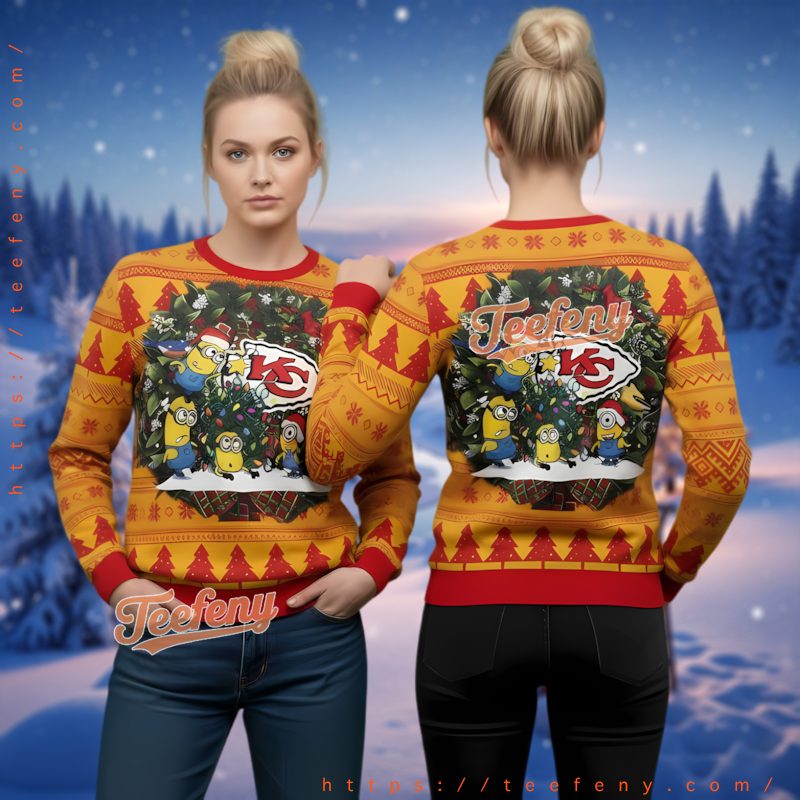 Kansas City Chiefs Minions Ugly Christmas Sweater 3D Print Nfl