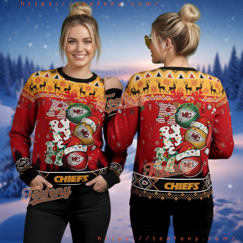 Kansas City Chiefs Official Nfl Team Ho Ho Ho Ugly Christmas Sweater