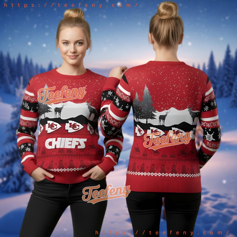 Kansas City Chiefs Reindeer Pattern Ugly Christmas Sweater Red