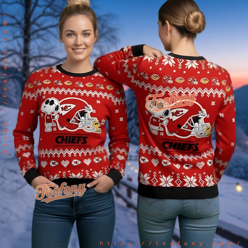 Kansas City Chiefs Snoopy Peanuts Ugly Christmas Sweater Football