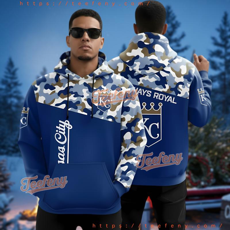 Kansas City Royals Camo 3D Pullover Hoodie Blue Kansas City Royals Camo 3D Pullover Hoodie Blue