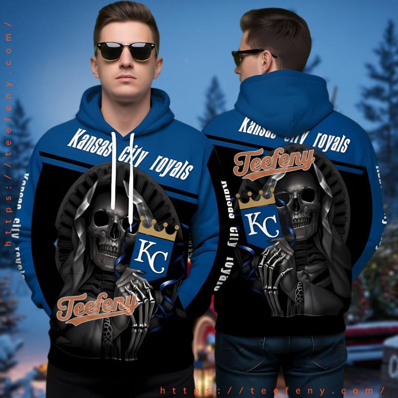 Kansas City Royals Grim Reaper 3D Hoodie Youth Blue Kansas City Royals Grim Reaper 3D Hoodie Youth Blue
