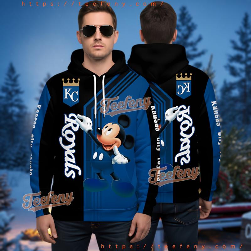Kansas City Royals Mickey Mouse 3D Hoodie Zipper Blue Kansas City Royals Mickey Mouse 3D Hoodie Zipper Blue
