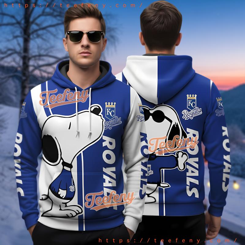 Kansas City Royals Snoopy 3D Hoodie Fashion White Kansas City Royals Snoopy 3D Hoodie Fashion White