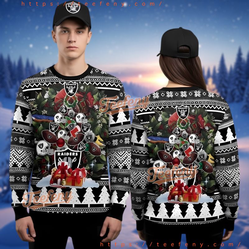 Las Vegas Raiders Cool Grogu Ugly Christmas Sweater Gift Idea