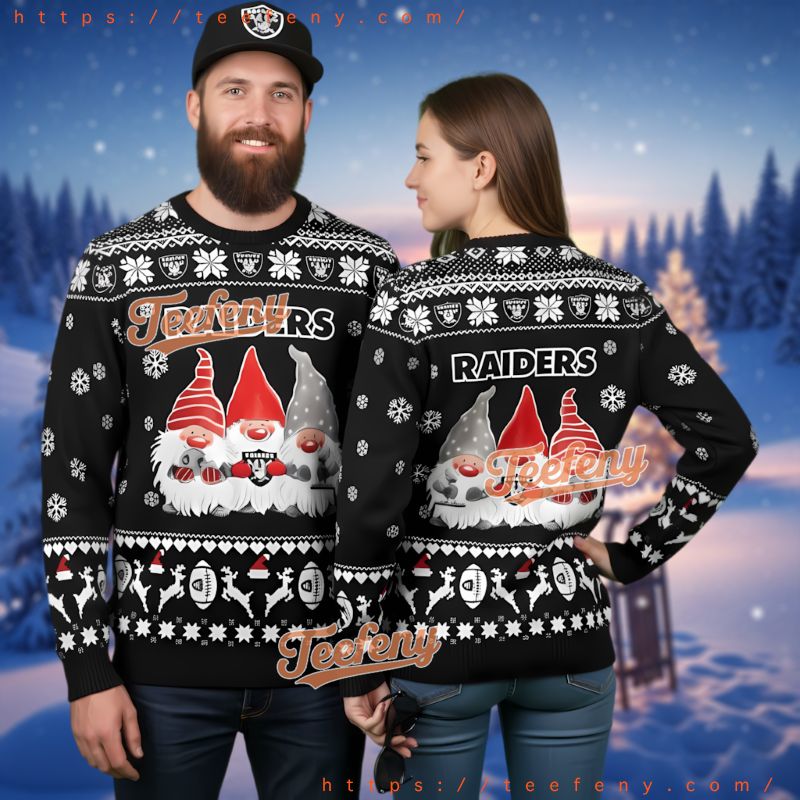 Las Vegas Raiders Cute Gnome Ugly Christmas Sweater Snowflake