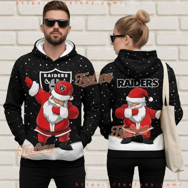 Las Vegas Raiders Dabbing Santa Ugly 3D Pullover Hoodie Fan Gift Las Vegas Raiders Dabbing Santa Ugly 3D Pullover Hoodie Fan Gift