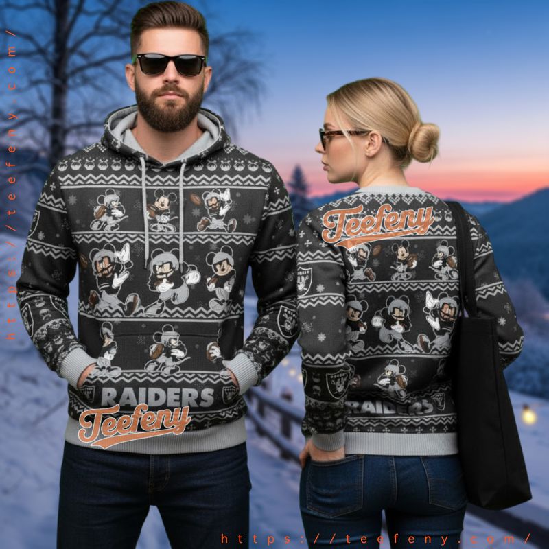 Las Vegas Raiders Disney Ugly 3D Hoodie Football Mickey Pattern Las Vegas Raiders Disney Ugly 3D Hoodie Football Mickey Pattern