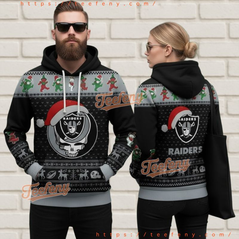 Las Vegas Raiders Grateful Dead Christmas Ugly 3D Hoodie