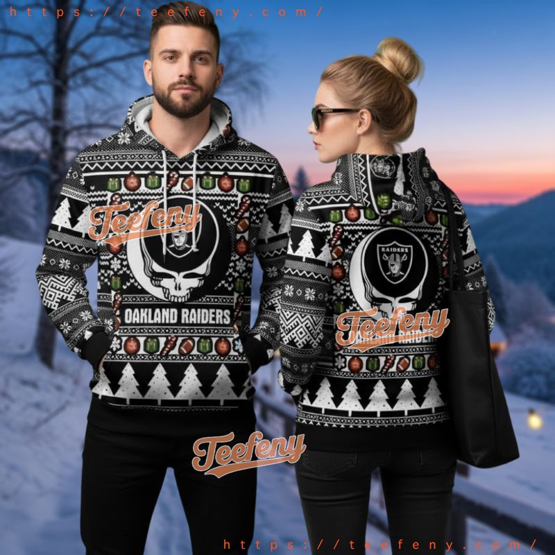 Las Vegas Raiders Grateful Dead Ugly 3D Pullover Hoodie Steal Your Face