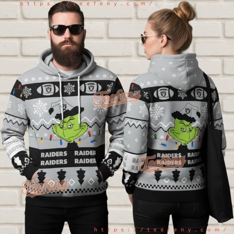 Las Vegas Raiders Dabbing Santa Claus Ugly 3D Hoodie Men Women Las Vegas Raiders Dabbing Santa Claus Ugly 3D Hoodie Men Women