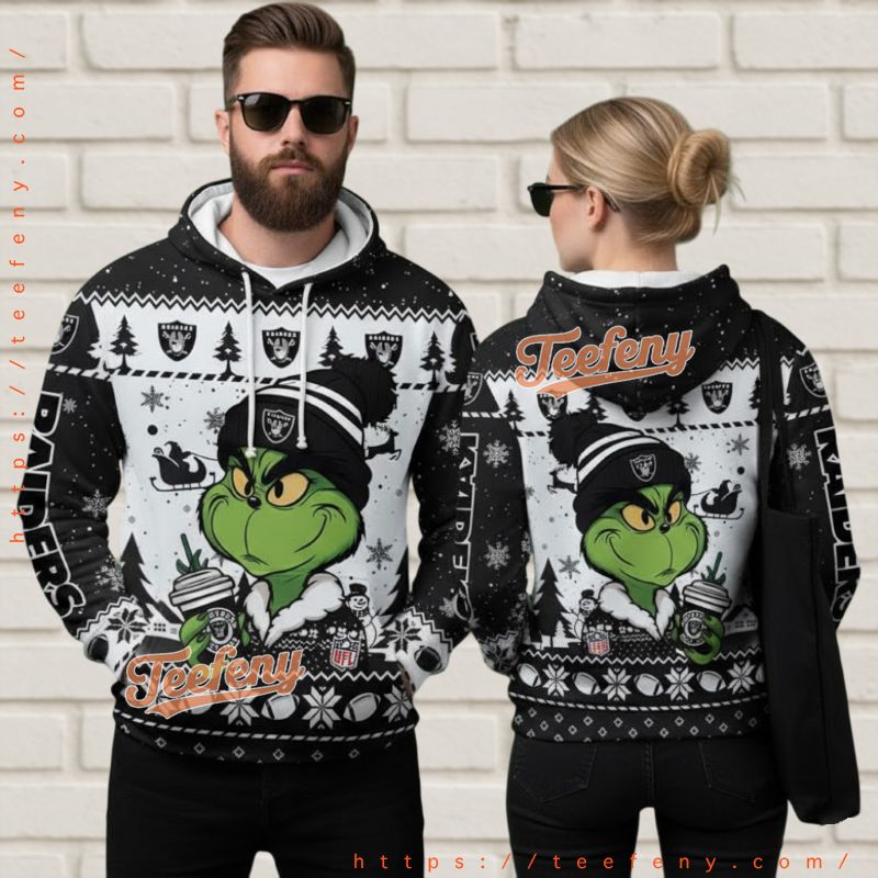 Las Vegas Raiders Grinch Coffee Black Ugly 3D Hoodie
