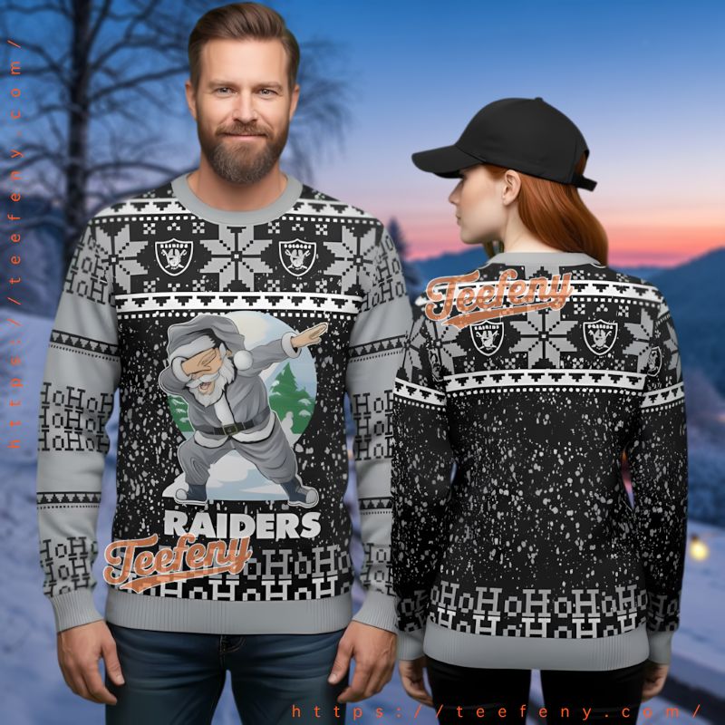 Las Vegas Raiders Ho Ho Ho Dabbing Santa Ugly Christmas Sweater
