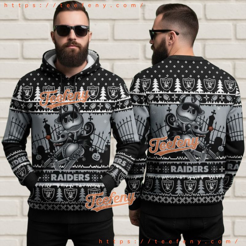 Las Vegas Raiders Nightmare Before Christmas Ugly 3D Hoodie Las Vegas Raiders Nightmare Before Christmas Ugly 3D Hoodie