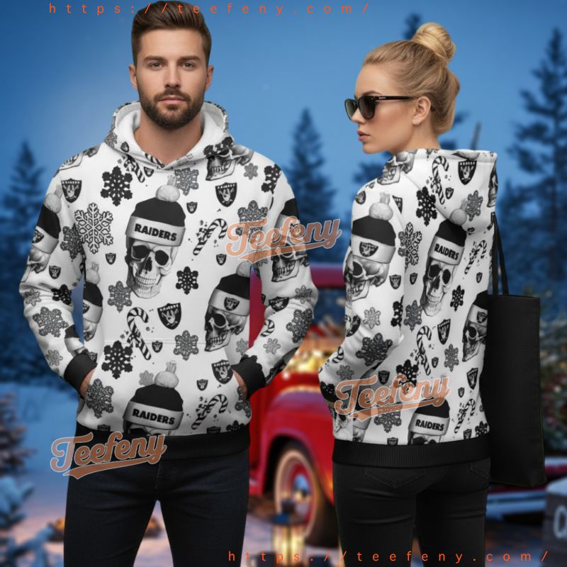 Las Vegas Raiders Skull Pattern Ugly 3D Hoodie Christmas Gift Las Vegas Raiders Skull Pattern Ugly 3D Hoodie Christmas Gift